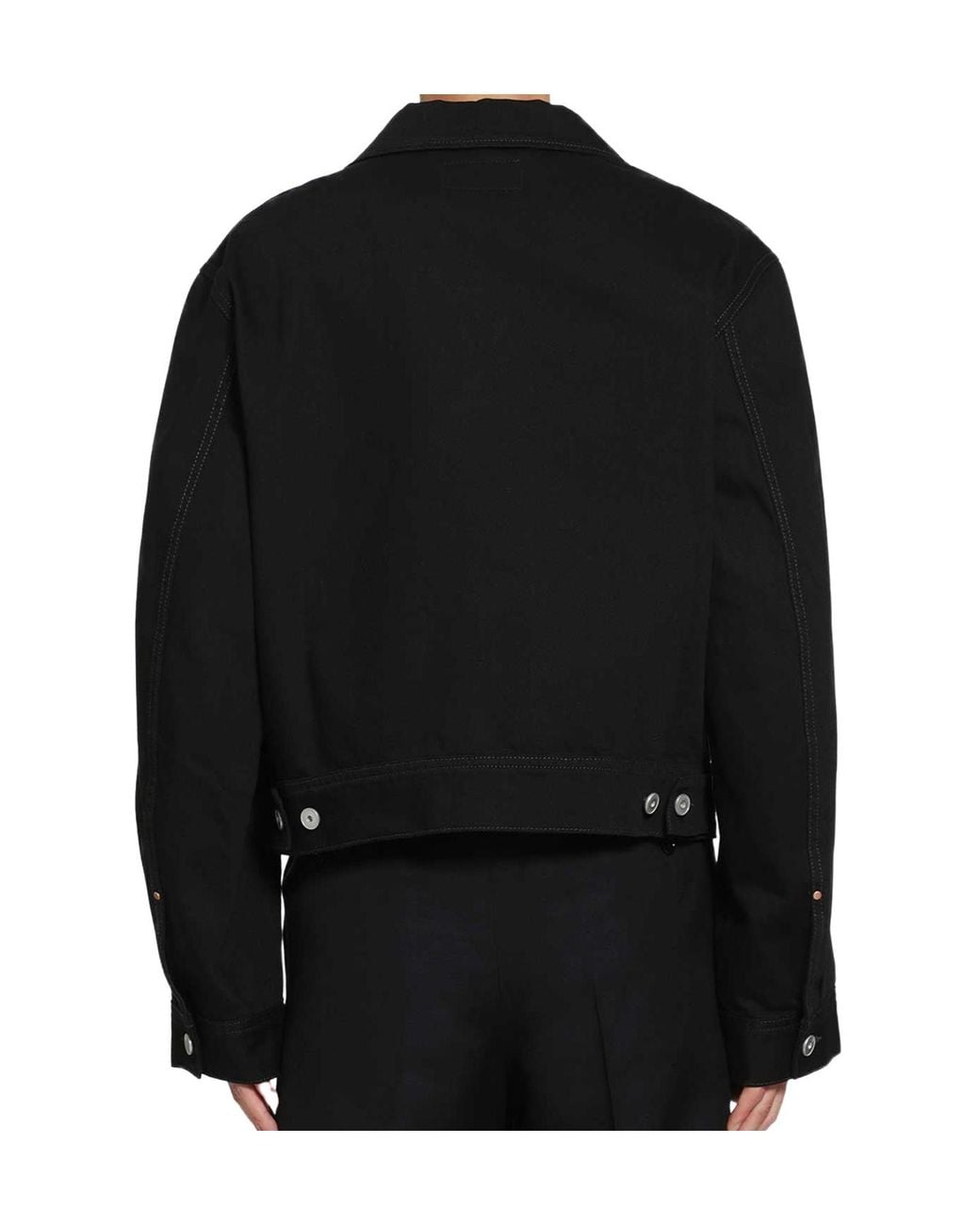 Lemaire Black Long-Sleeved Buttoned Denim Jacket for men