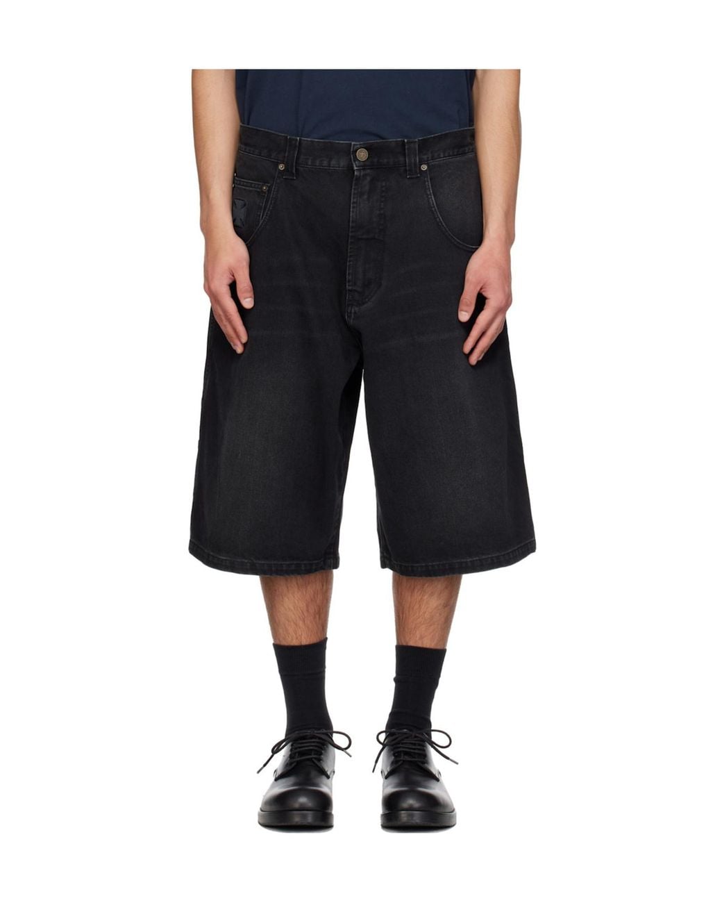 Vetements Black Faded Buttoned Denim Shorts for men