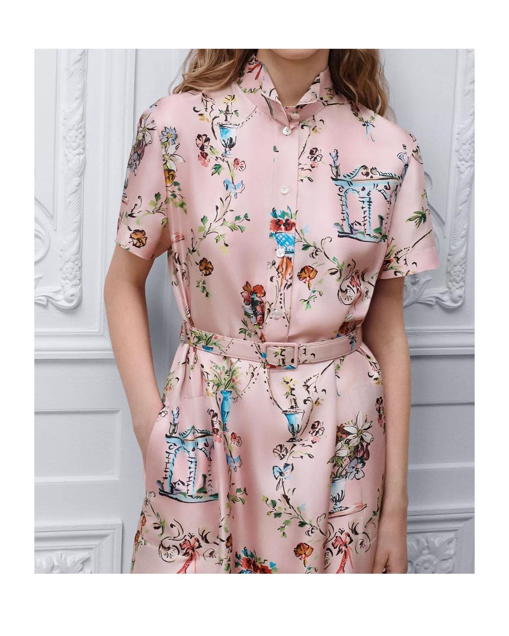 Dior Pink Iviera Long Belted Shirtdress