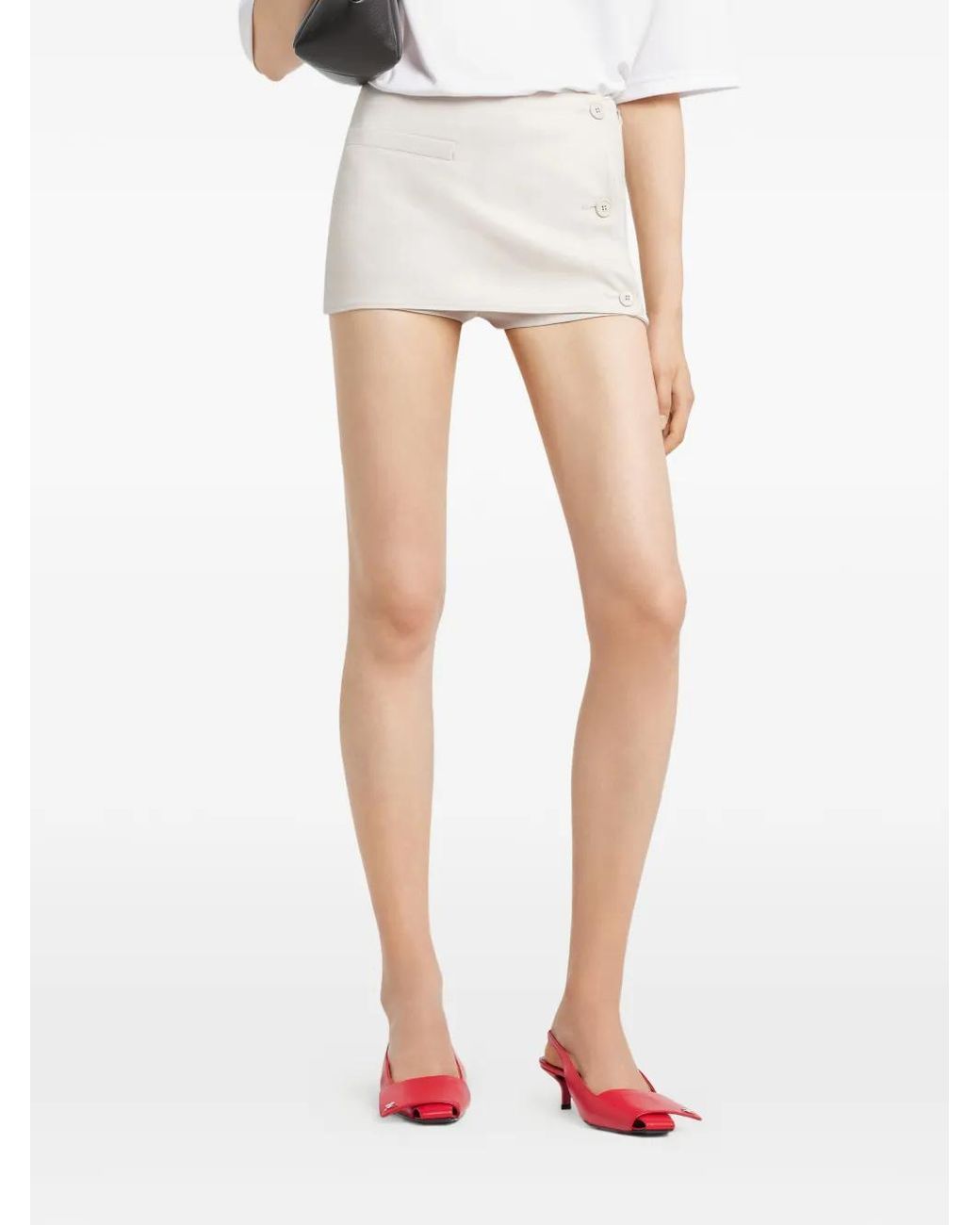 Courreges Natural Courrèges Asymmetric Wrap Shorts