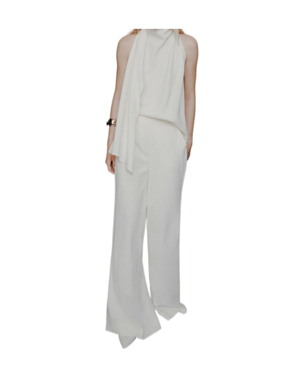 Marella White Mltcampo Wide-Leg Tailored Trousers
