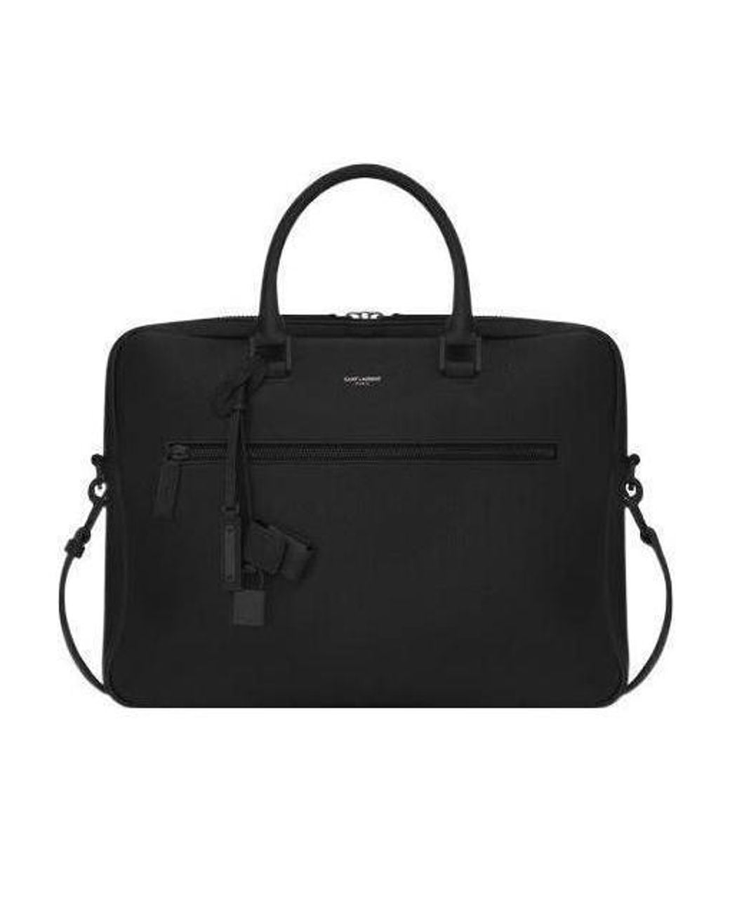 Saint Laurent Black Logo-Stamp Briefcase for men