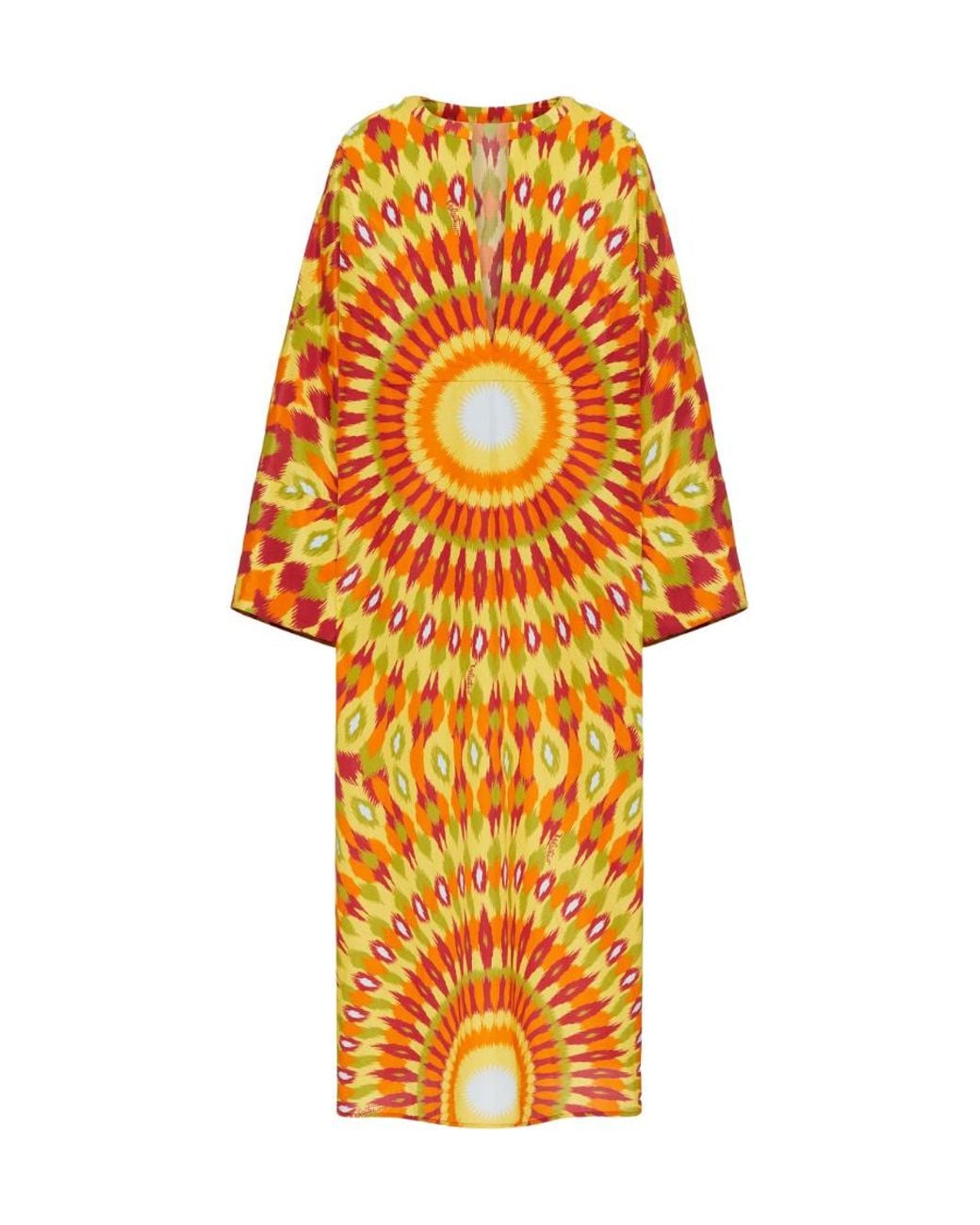 Valentino Orange Round Rain Printed Dress