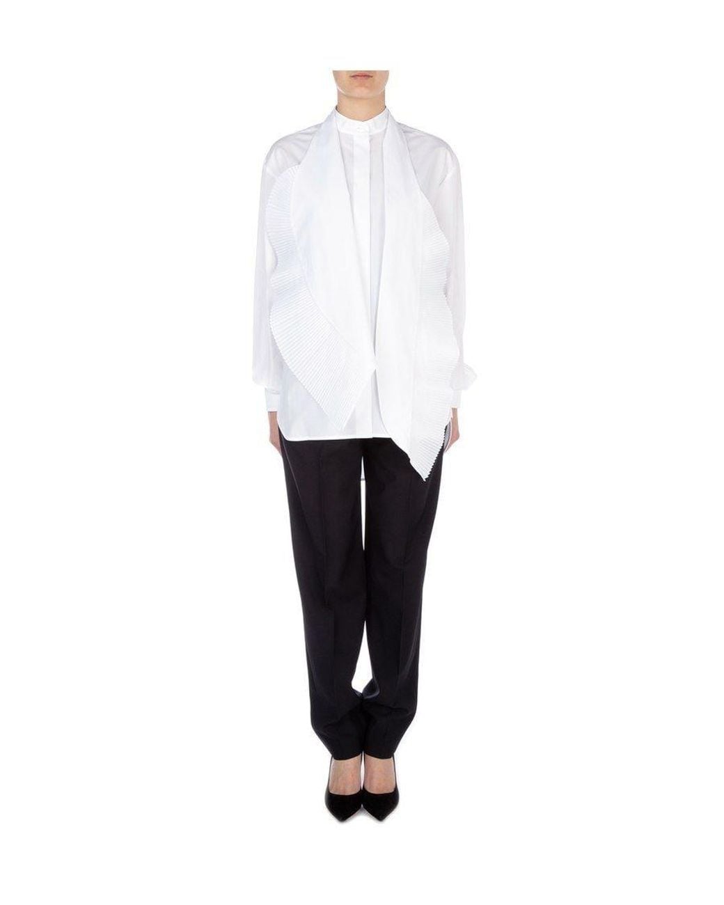Givenchy White Scarf-Neck Poplin Blouse