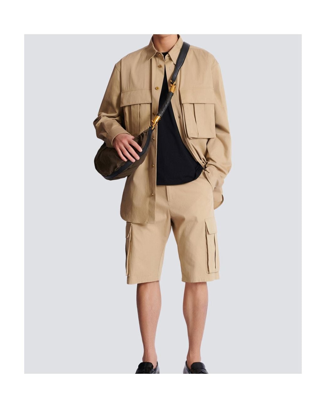 Balmain Natural Safari Collared Long-Sleeve Shirt for men