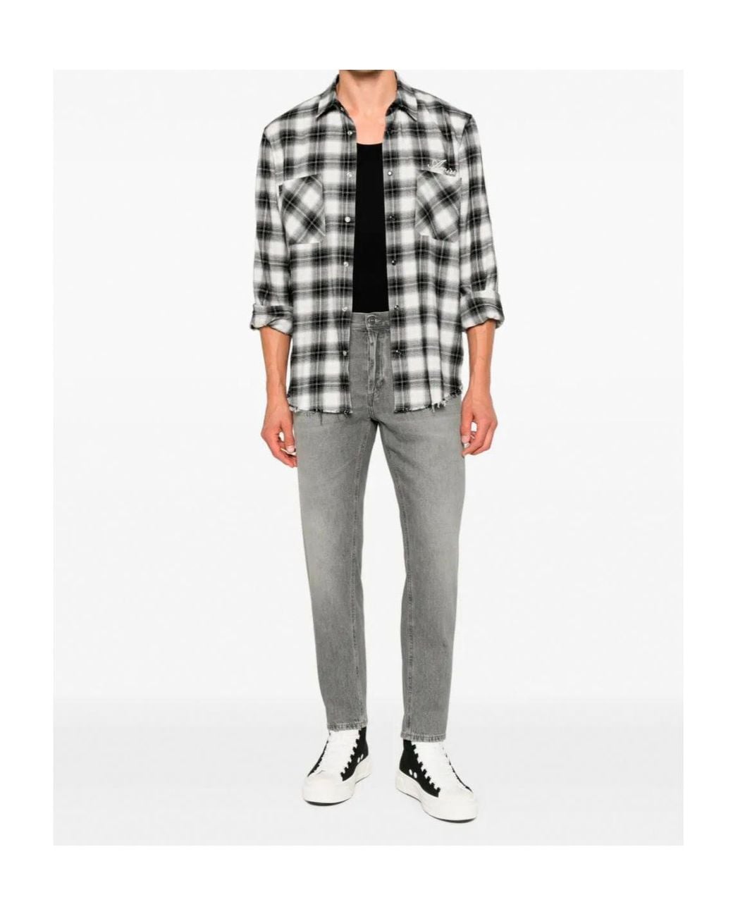 Dondup Gray Faded Whiskered Jeans for men