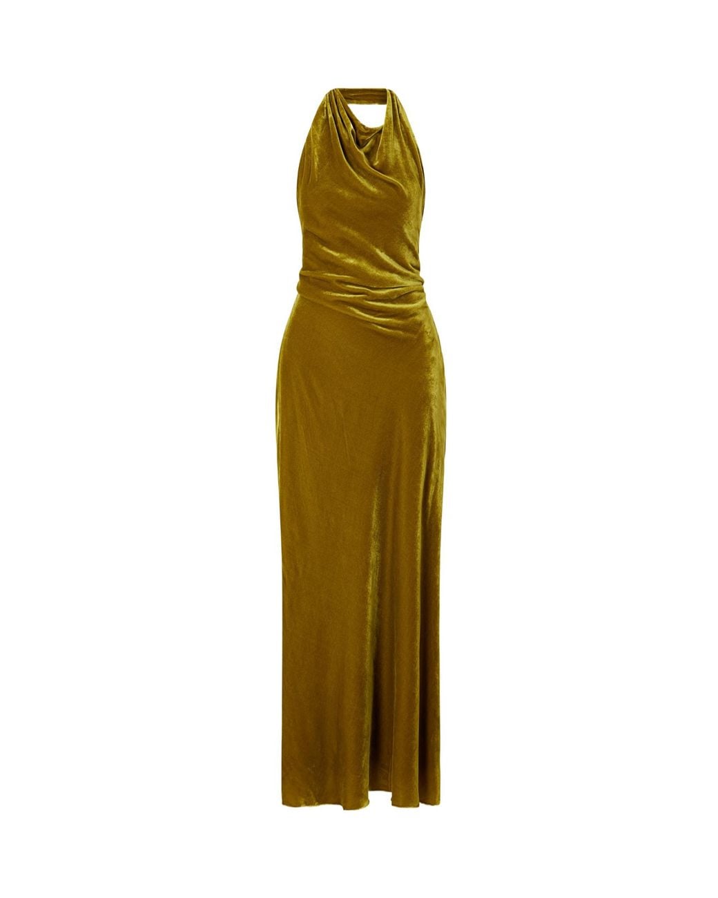 Jonathan Simkhai Green Reannon Draped Velvet Open-Back Gown