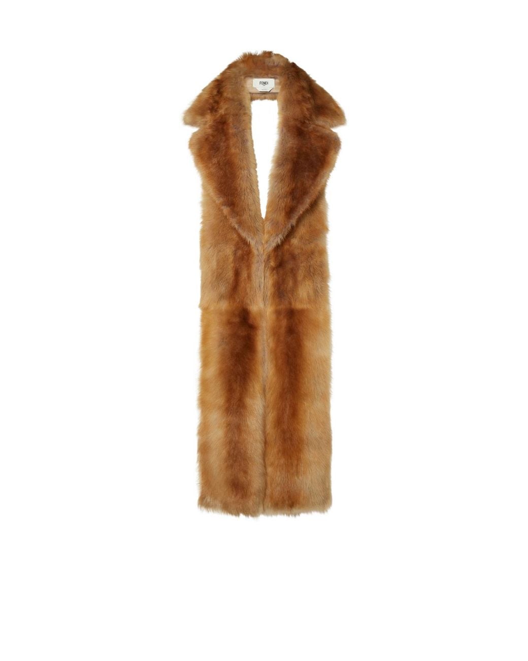 Fendi Brown Caramel-Colored Dorsato Shearling Scarf