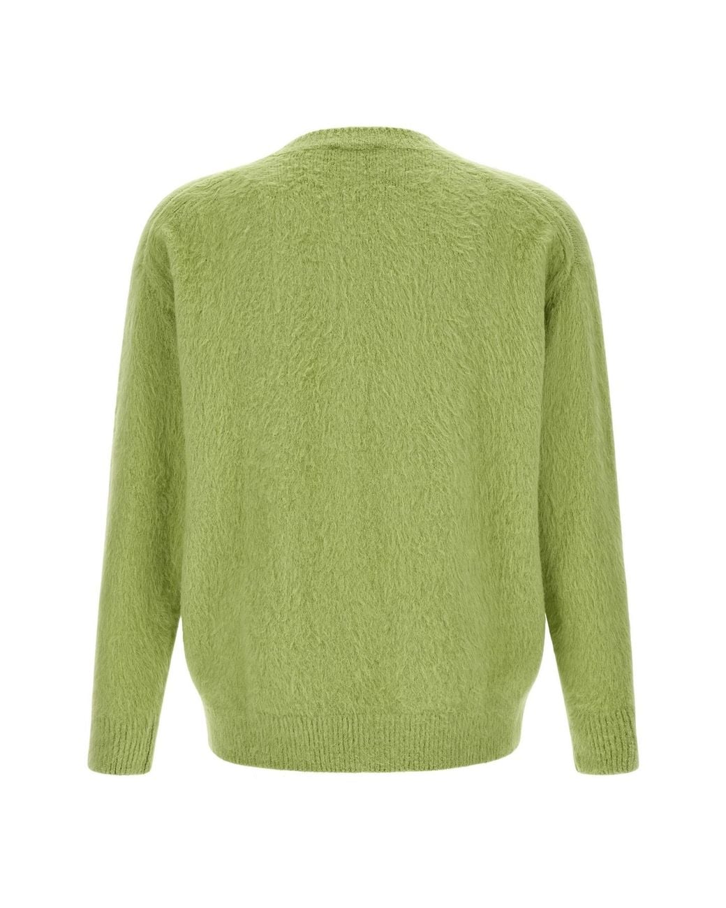 Roberto Collina Green Crew Neck Fluffy Knit Sweater for men