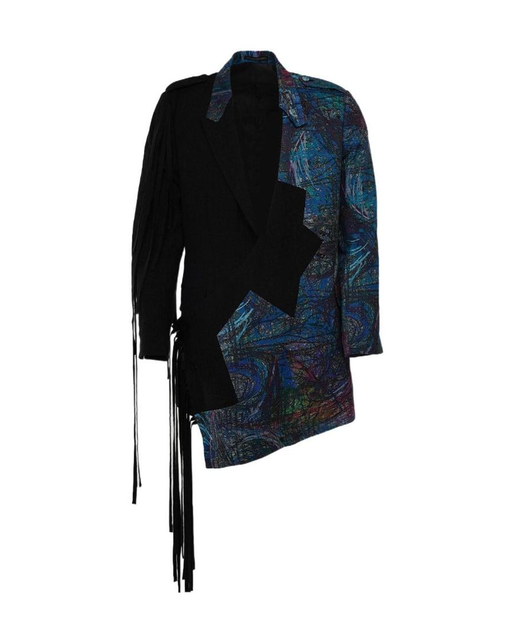 Yohji Yamamoto Blue Spliced Design Suit Jacket for men