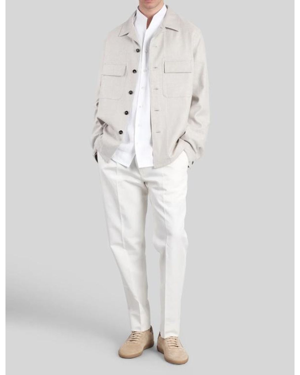 Zegna White Button-Up Overshirt for men