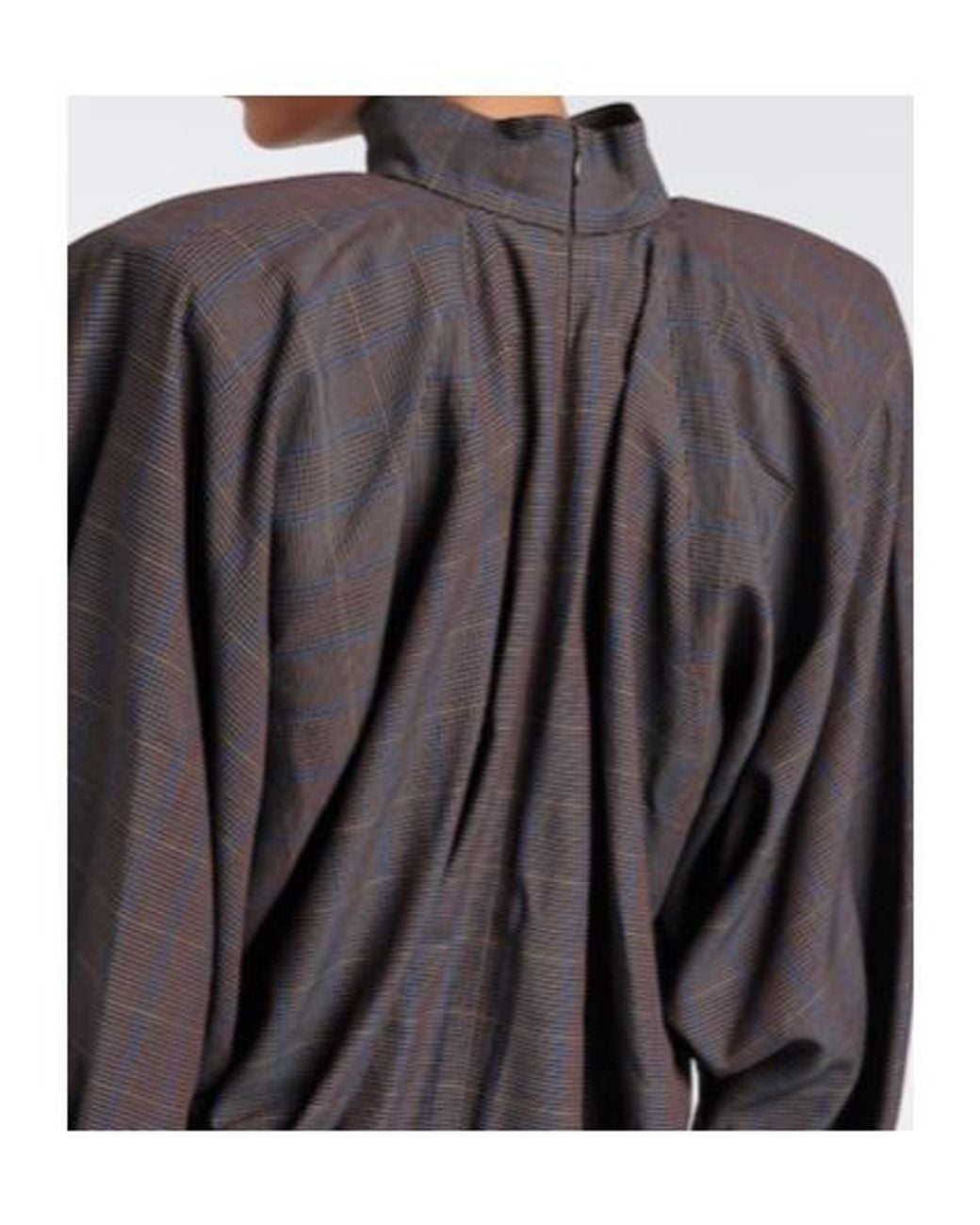 Mugler Gray Checked Draped Midi Dress