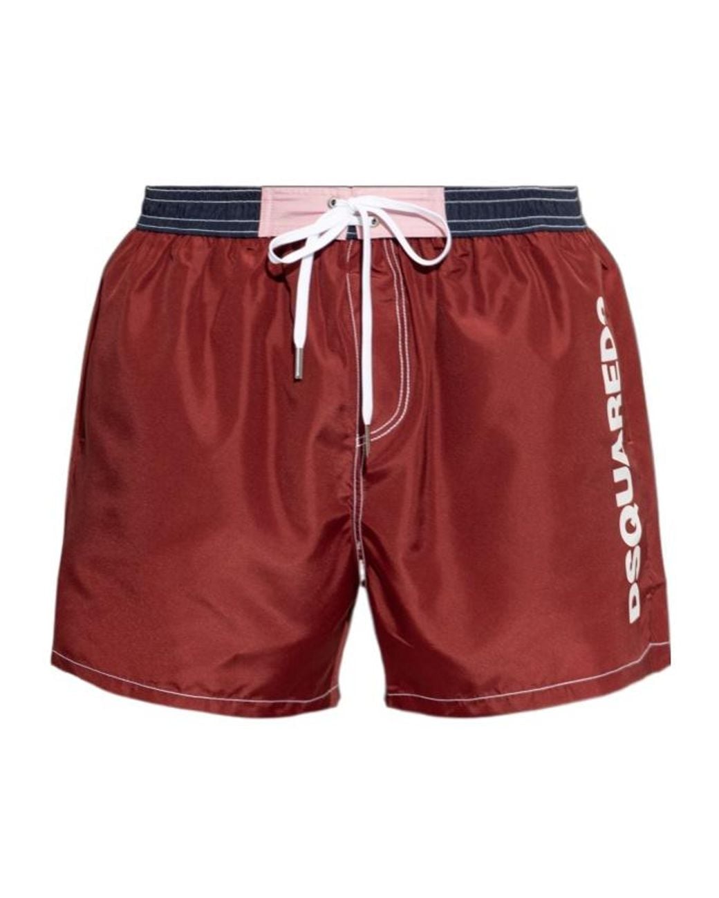 DSquared² Red Drawstring Swim Trunks for men