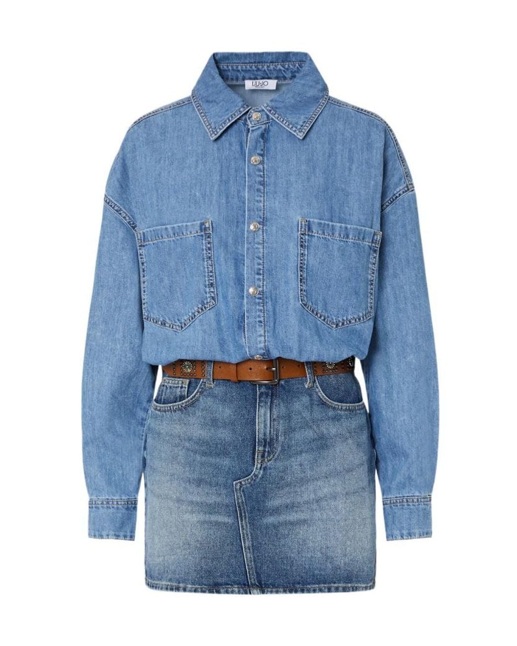 Liu Jo Blue Short Denim Dress With Belt