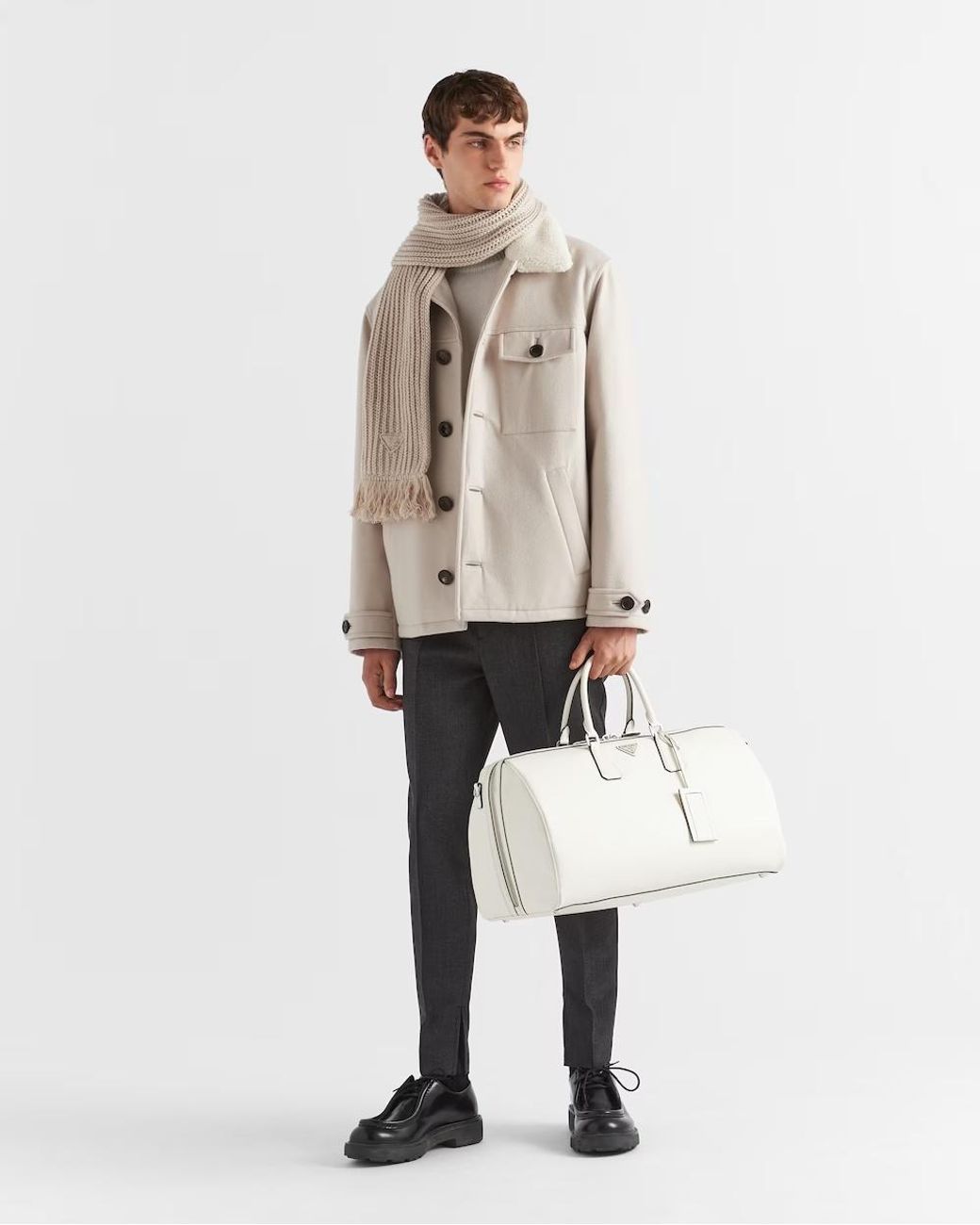 Prada White Saffiano Leather Travel Bag for men