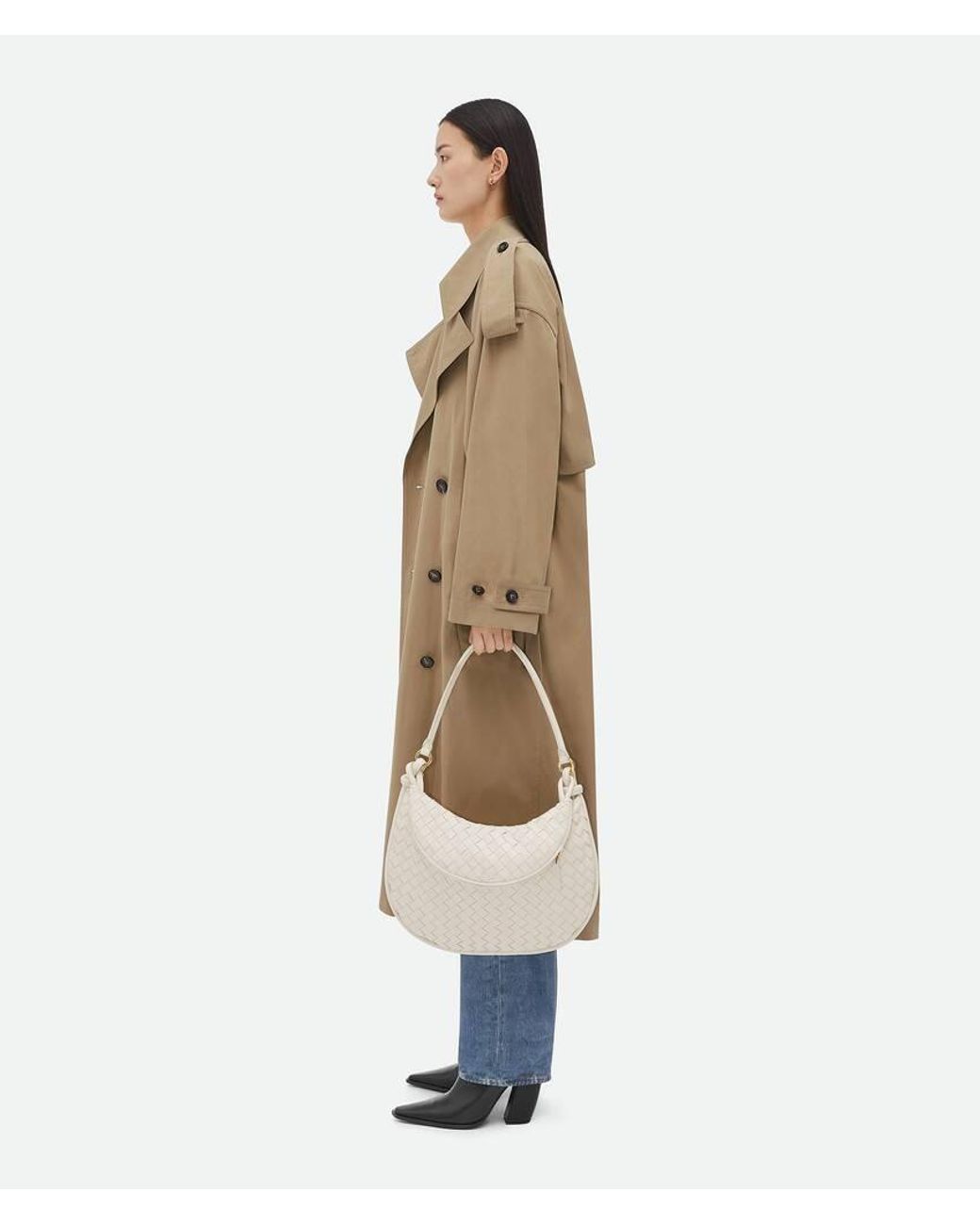Bottega Veneta White Woven Pattern Shoulder Bag