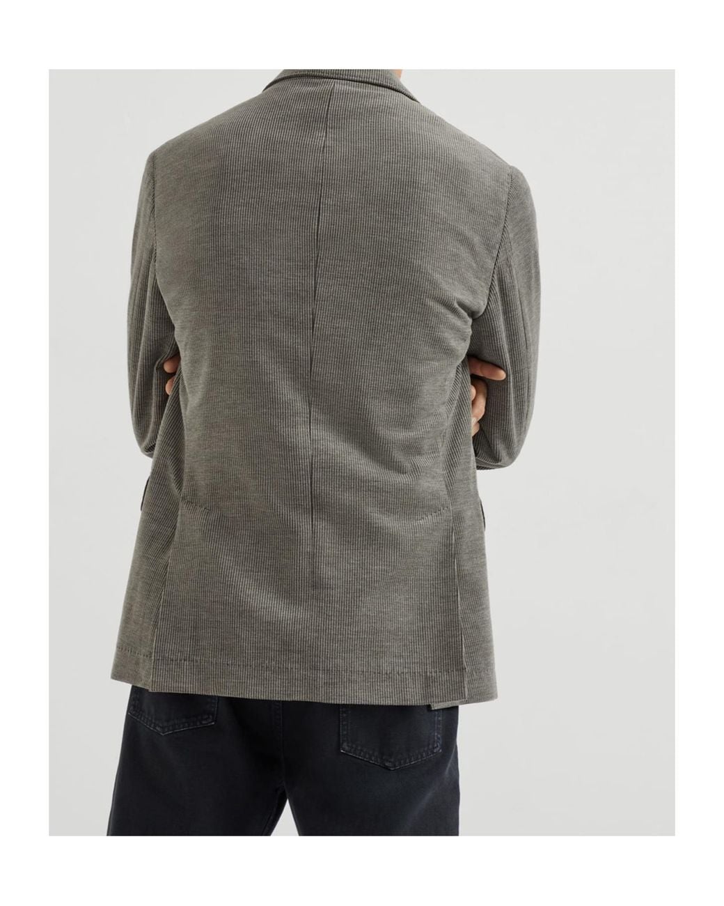 Brunello Cucinelli Gray Striped Blazer for men