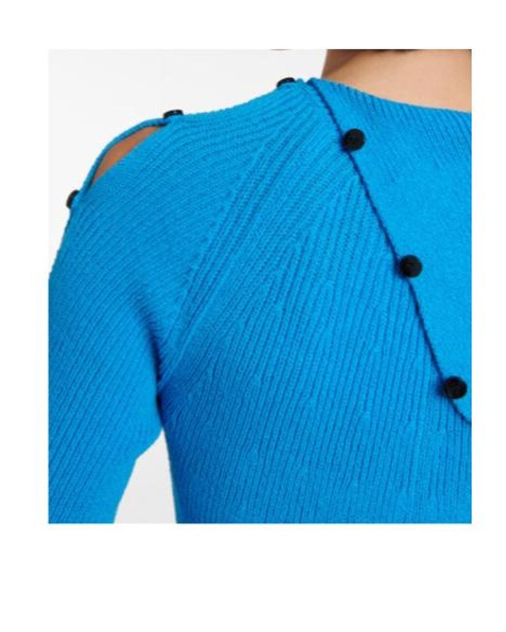 Proenza Schouler Blue Ribbed-Knit Cotton-Blend Sweater Dress