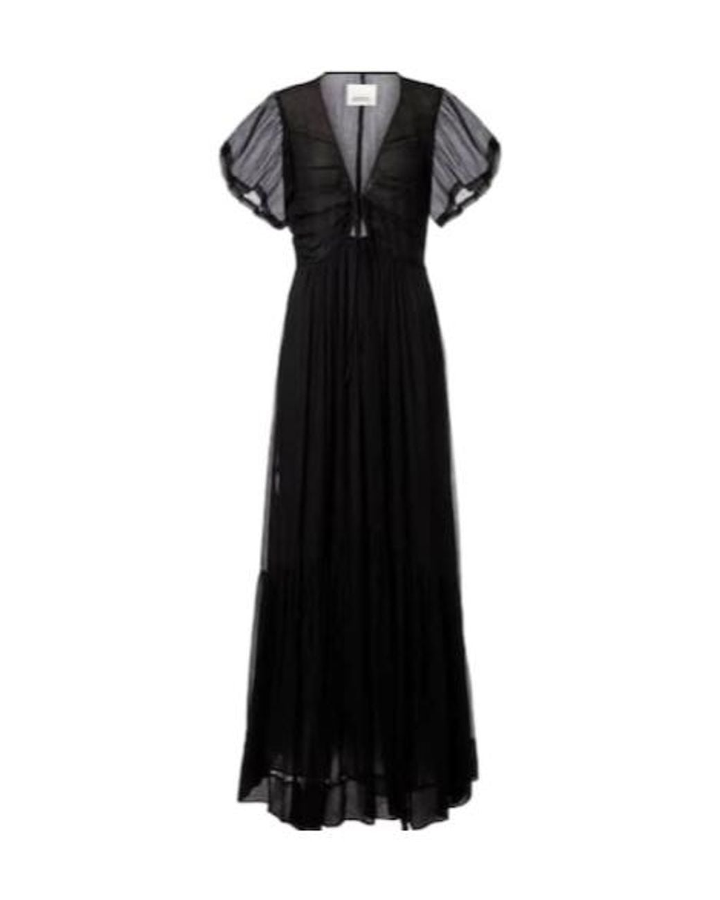 Isabel Marant Black Agathe Gathered Silk Maxi Dress