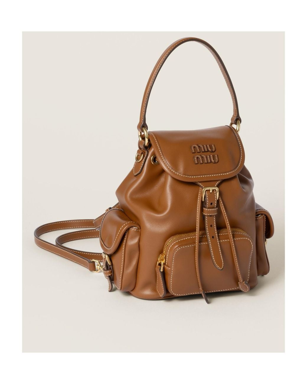 Miu Miu Brown Leather Backpack