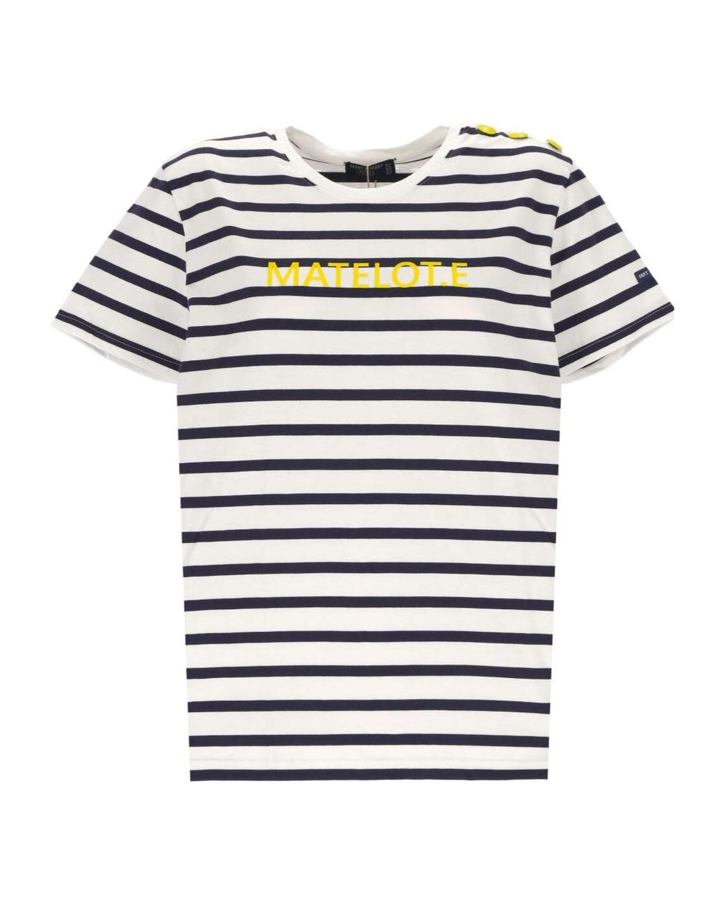 Saint James White Round-Neck Striped T-Shirt
