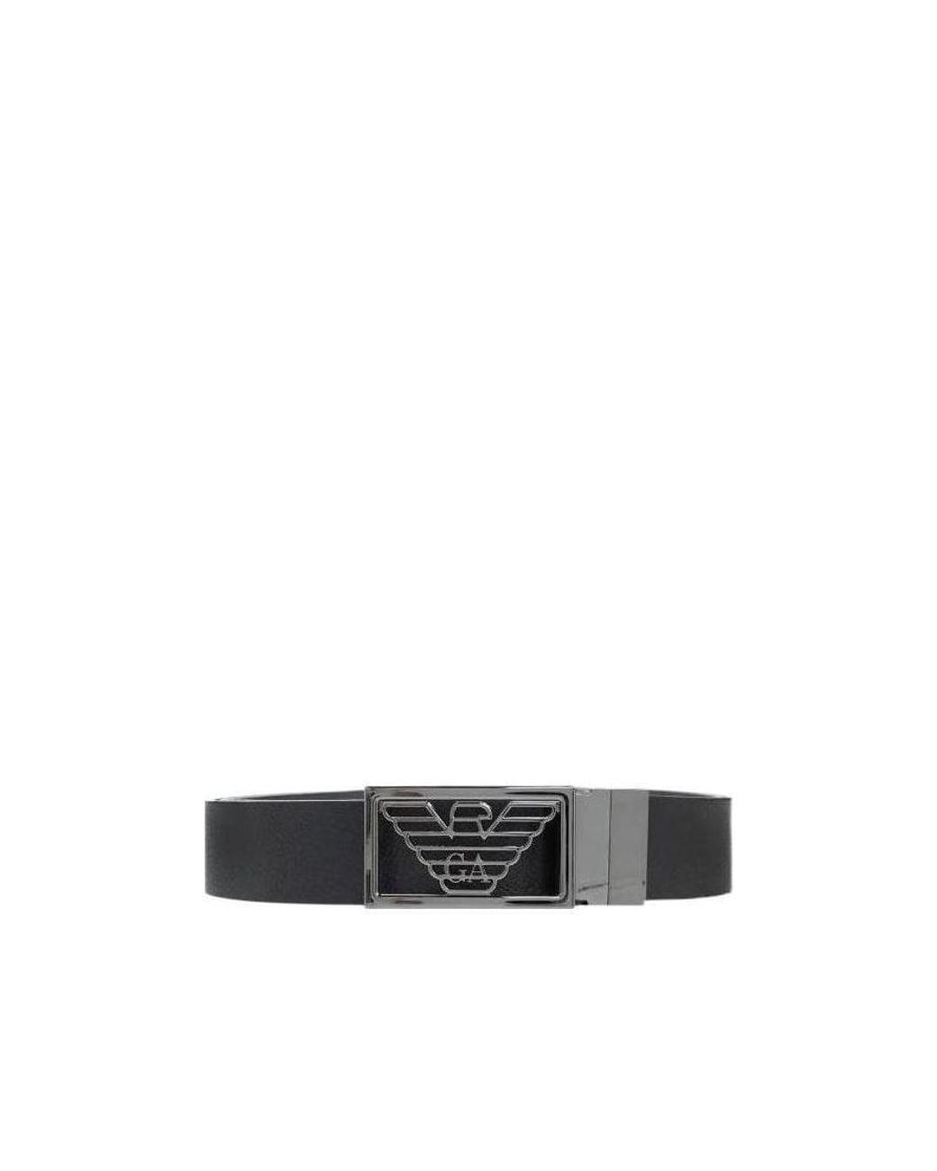 Emporio Armani White Logo-Buckle Detailed Belt for men