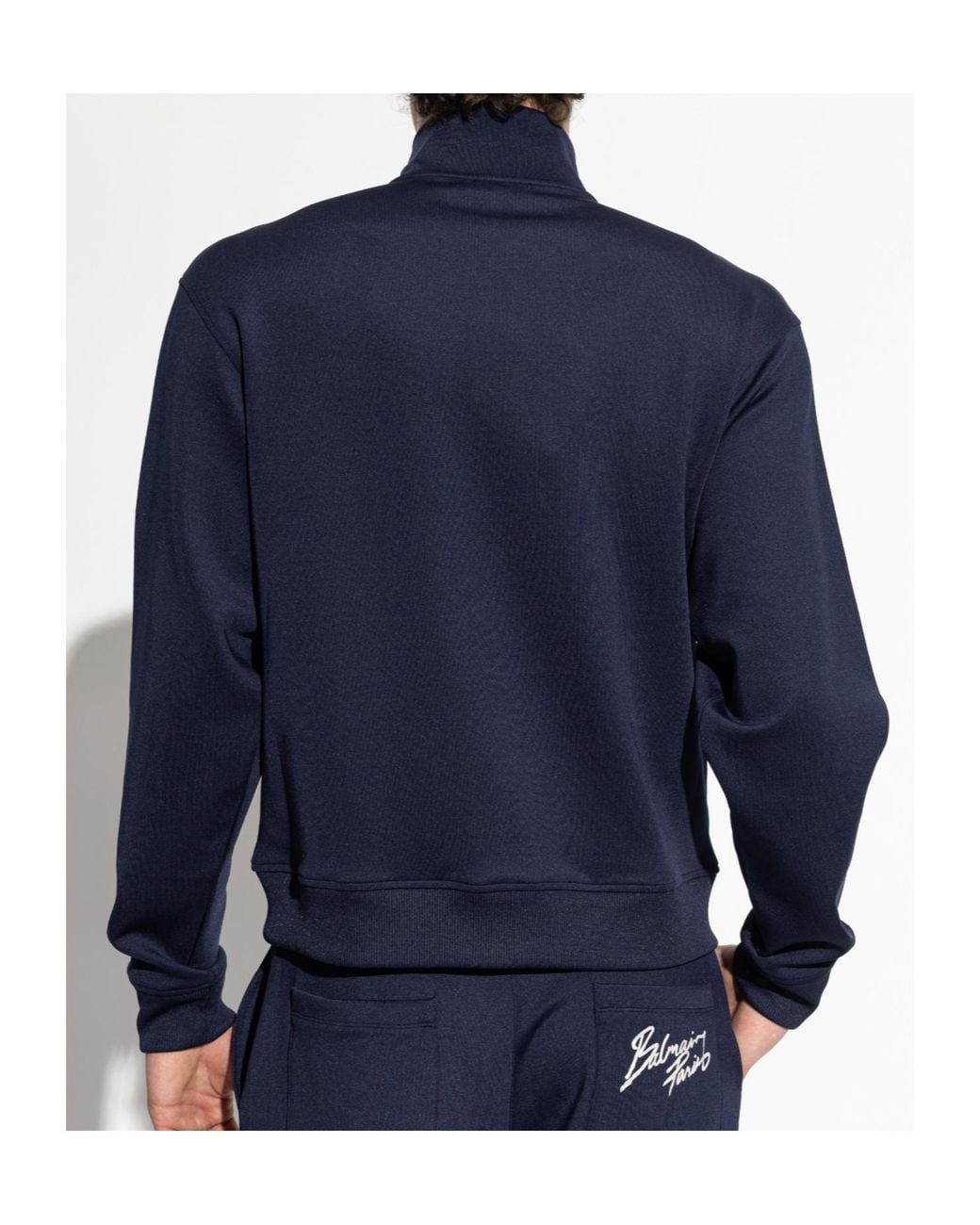 Balmain Blue High-Neck Long-Sleeved Casual Jacket for men