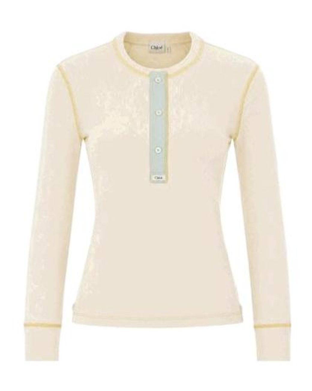 Chloé White Chloé Fitted Henley Shirt