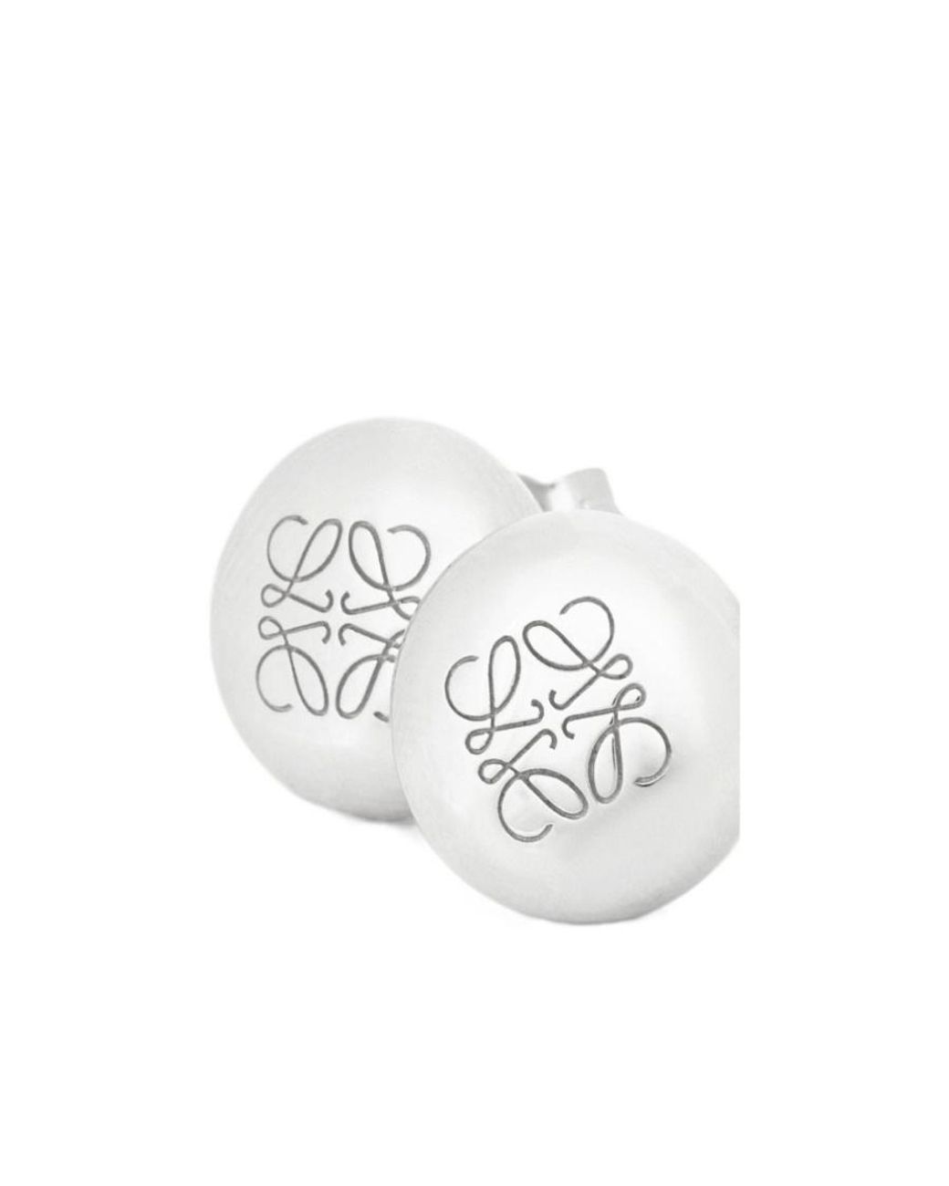 Loewe White Anagram Engraved Stud Earrings