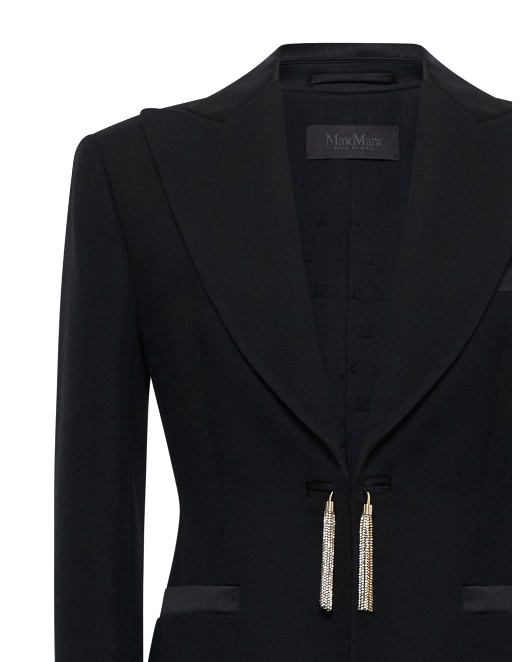 Max Mara Black Pianoforte Tassel Detailed Straight Hem Jacket