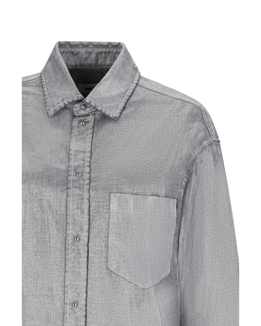 DARKPARK Gray Anne Flock Denim Lurex Tailored Shirt