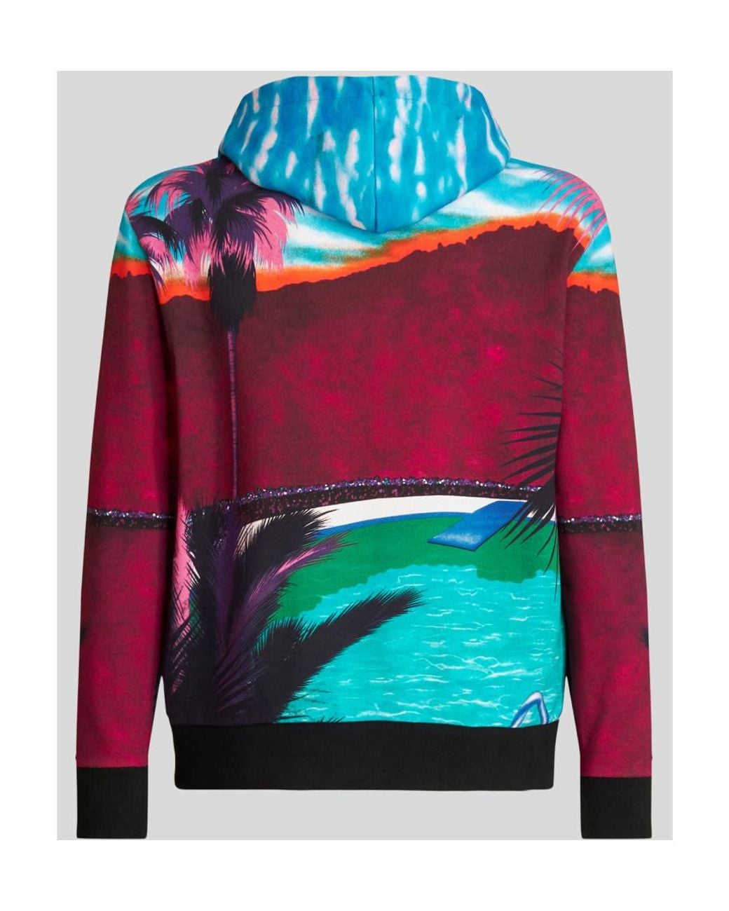 Etro Red Graphic Printed Drawstring Hoodie for men