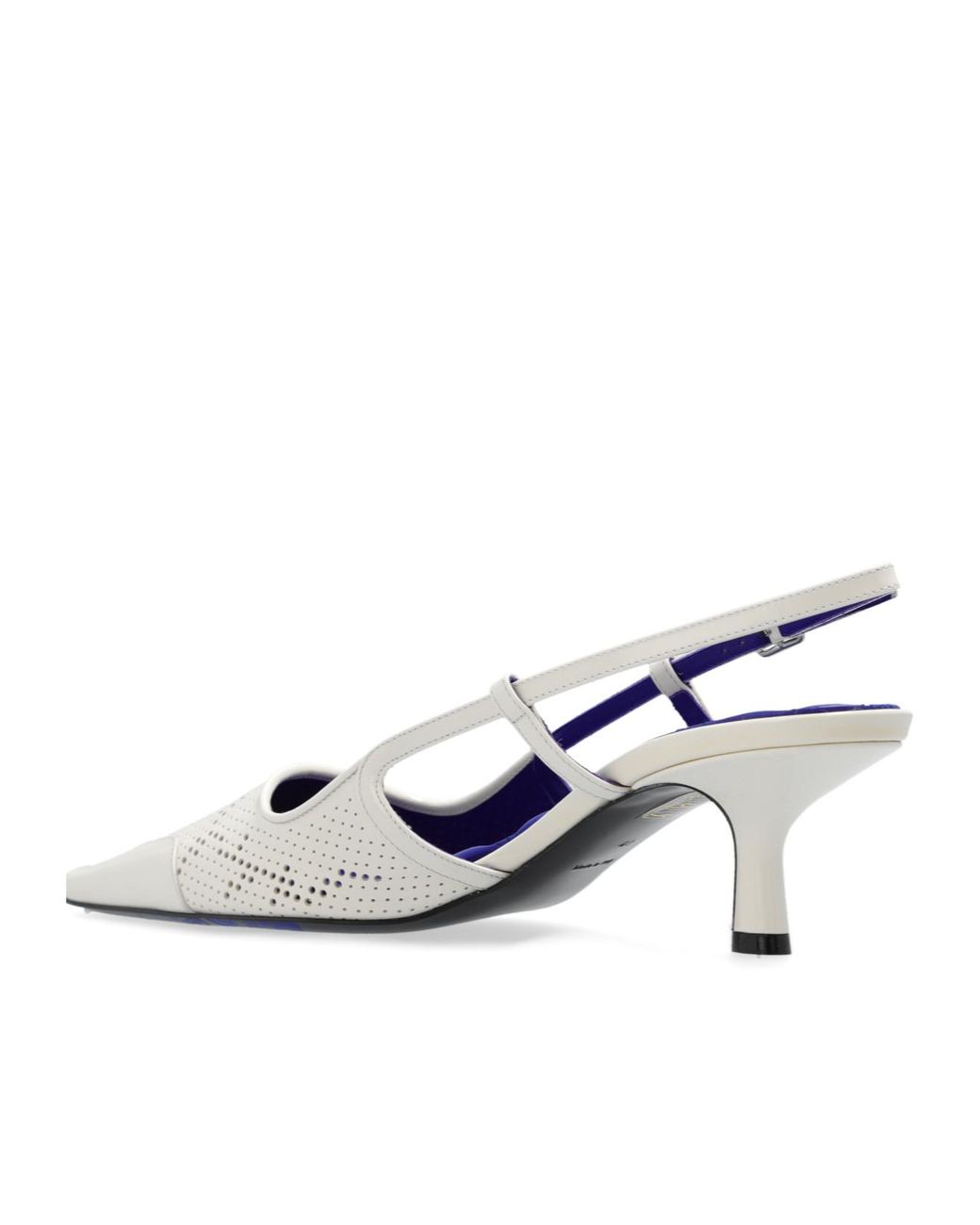 Burberry White Chisel Slingback Square-Toe Pumps