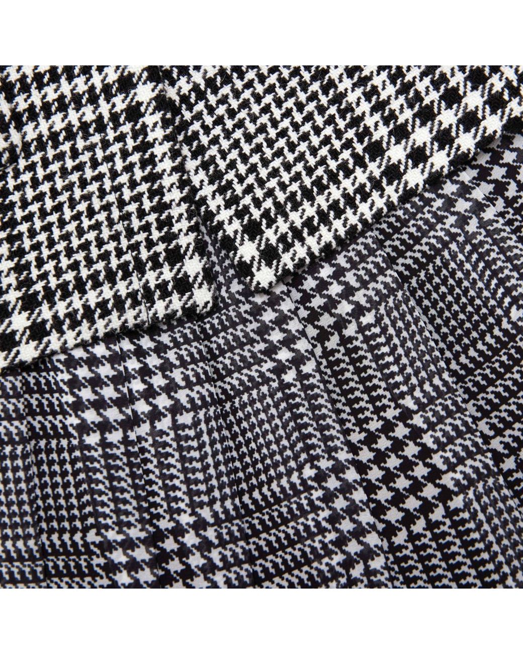 Self-Portrait Gray Houndstooth Midi Dress