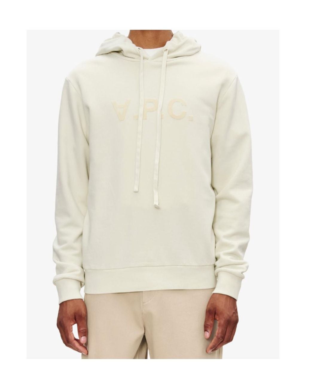A.P.C. White Drawstring Hooded Sweatshirt for men