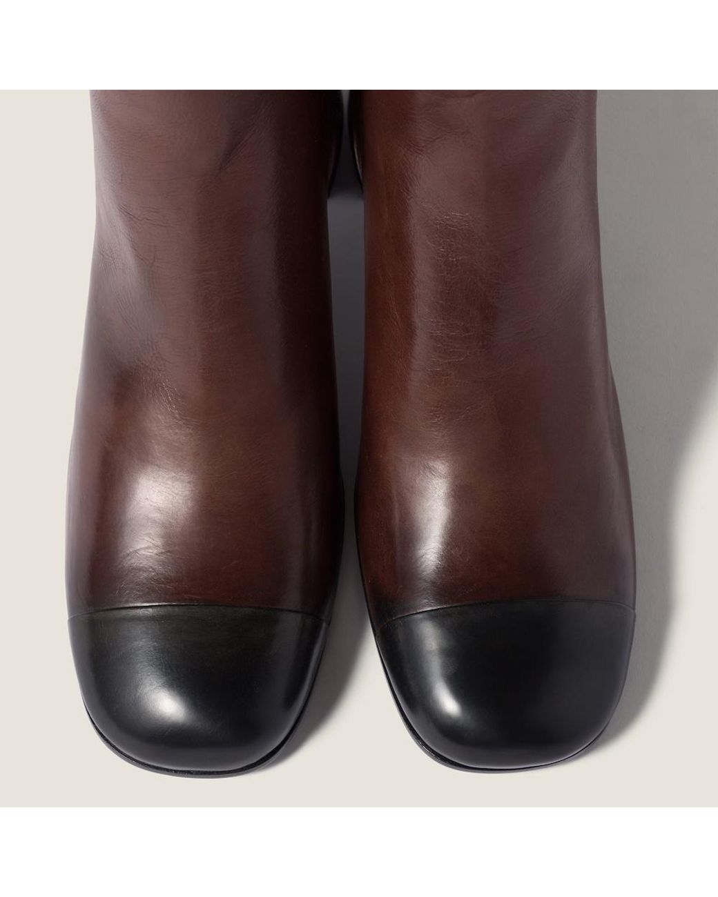 Miu Miu Brown Round-Toe Ankle Boots