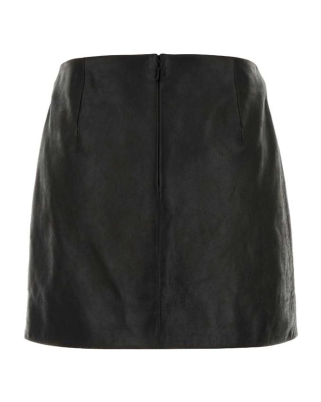 Gucci Black Gg Embellished Leather Mini Skirt