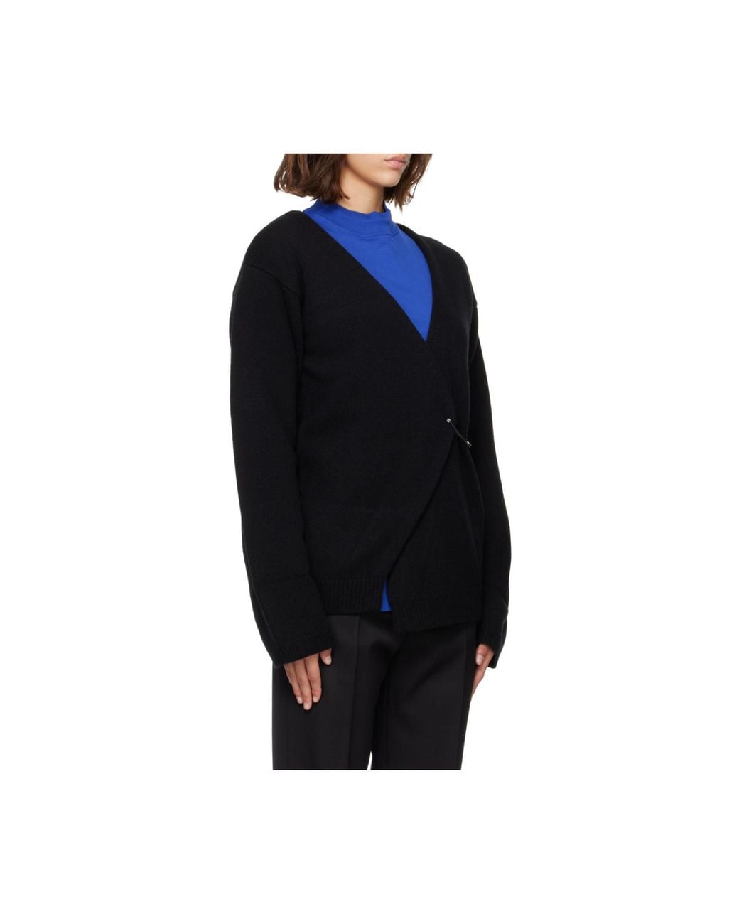 Rohe Black Off-Shoulder Wrap Cardigan