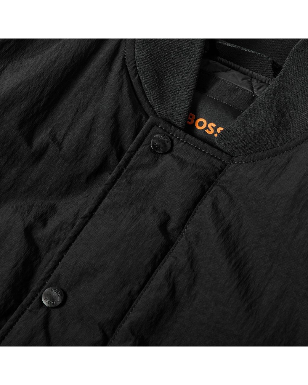 Boss Black Quilted Stand-Collar Jacket for men
