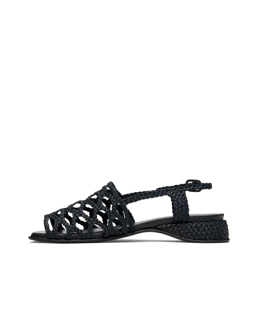 Hereu Black Alzira Woven-Detail Sandals