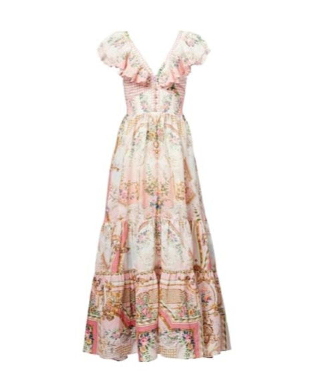 Camilla Natural Tiered Linen Maxi Dress