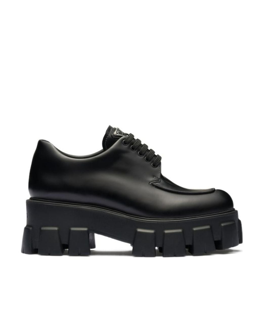 Prada Black Monolith Brushed Leather Lace-Up Shoes