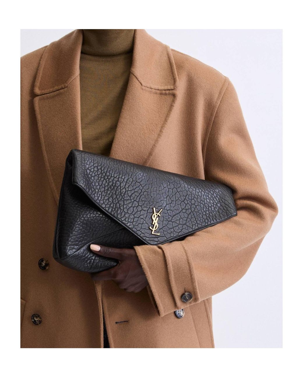 Saint Laurent Black Cassandre Xxl Envelope Pouch