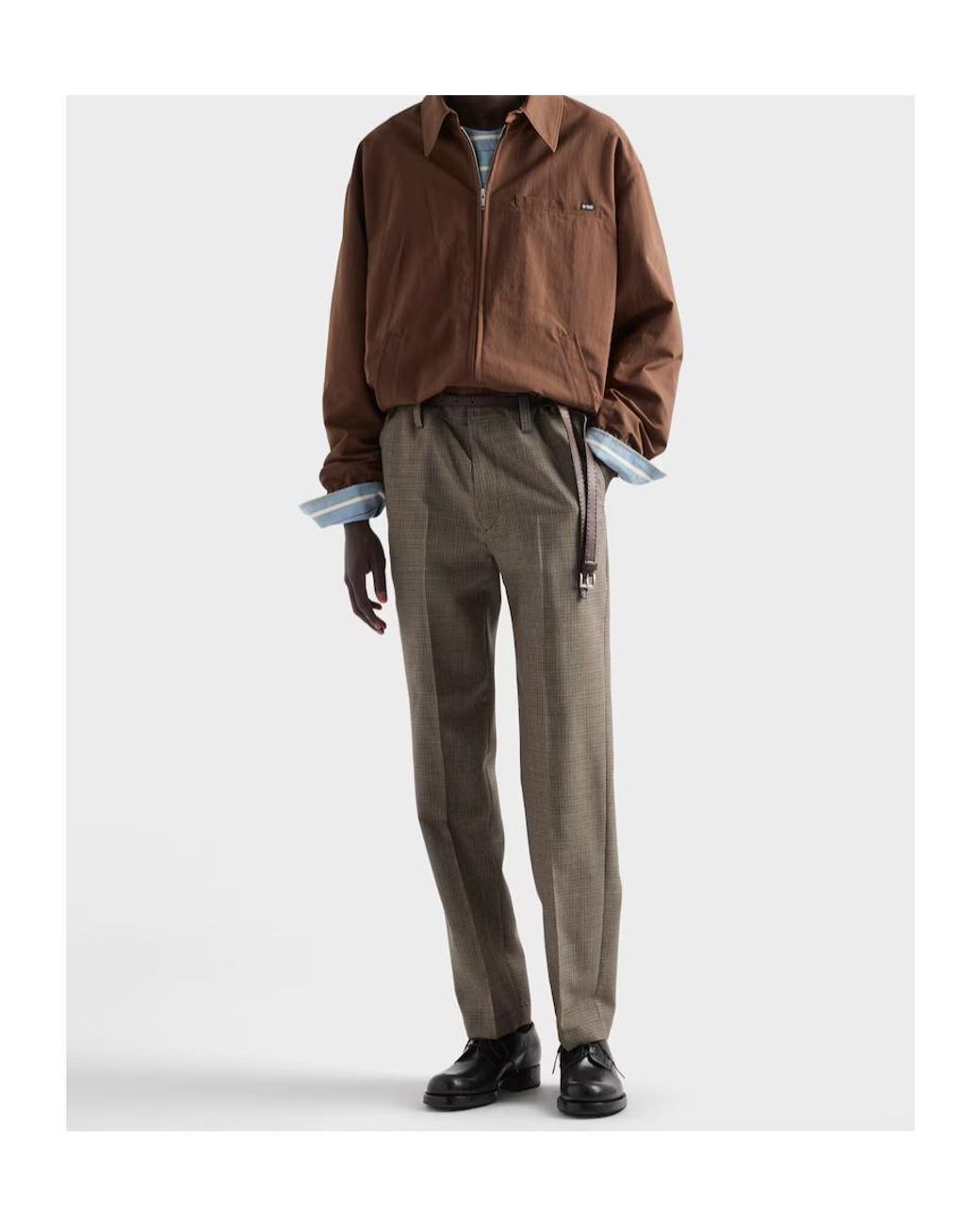 Prada Gray Checked Tailored Pants for men