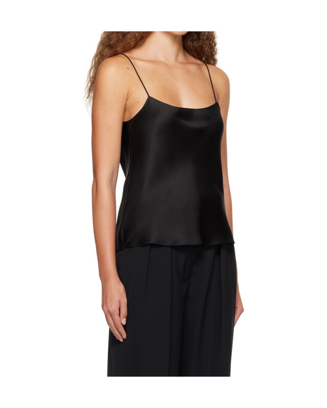 The Row Black Square-Neck Silk Top