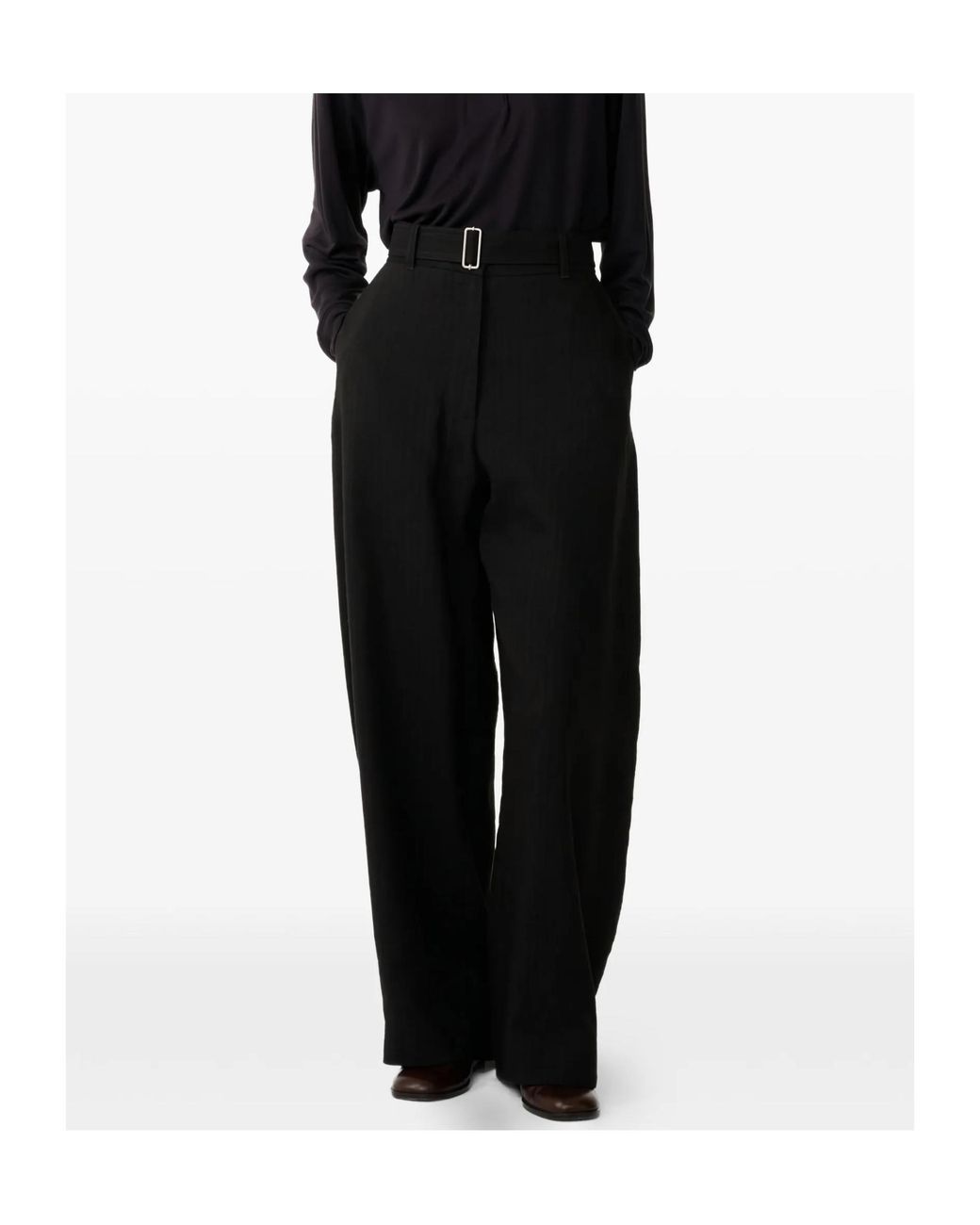 Studio Nicholson Black Chatto Belted Wide-Leg Pants