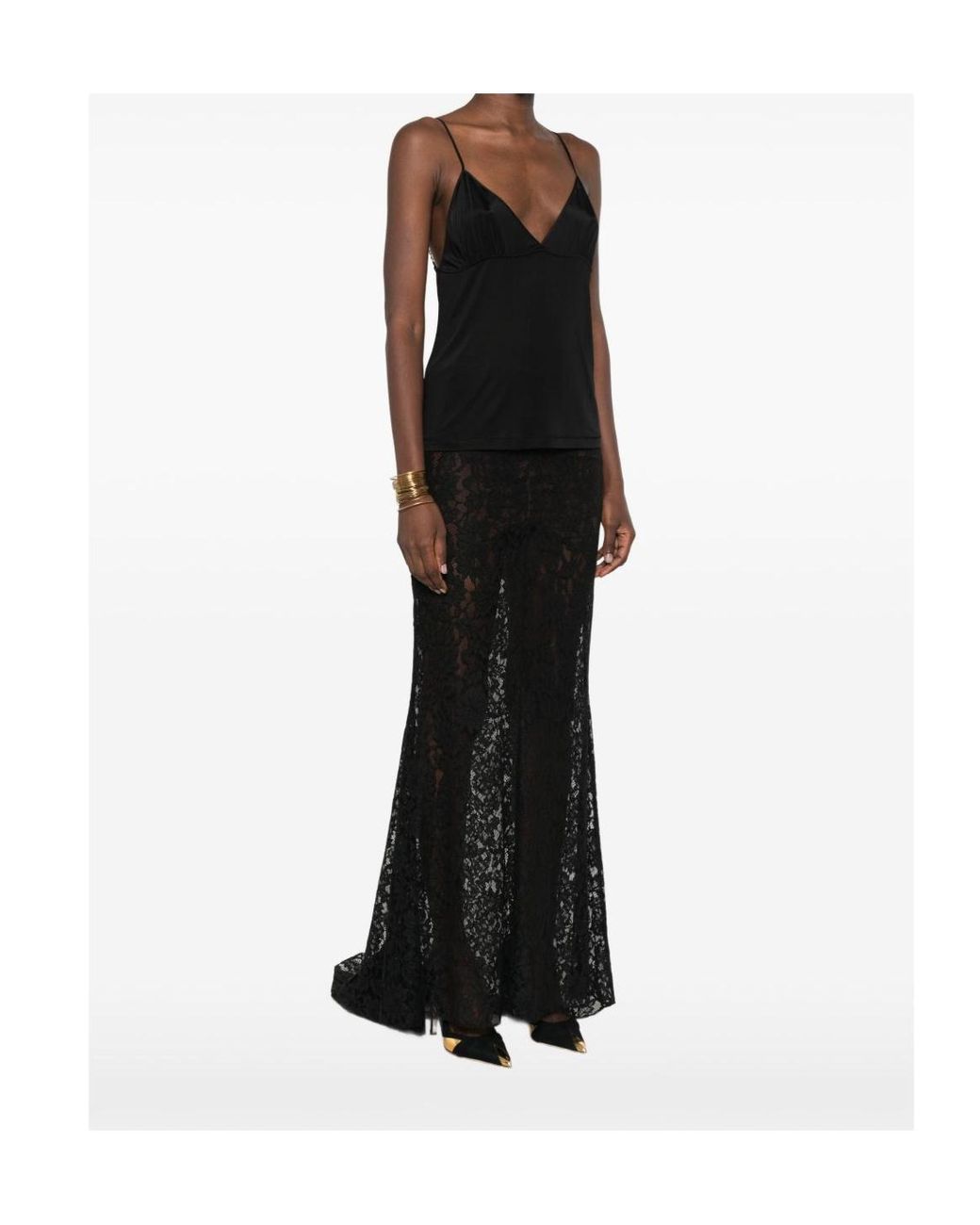 Saint Laurent Black V-Neck Sleeveless Top