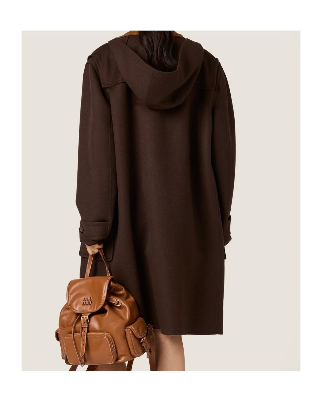 Miu Miu Brown Double Cashmere And Wool Duffle Coat