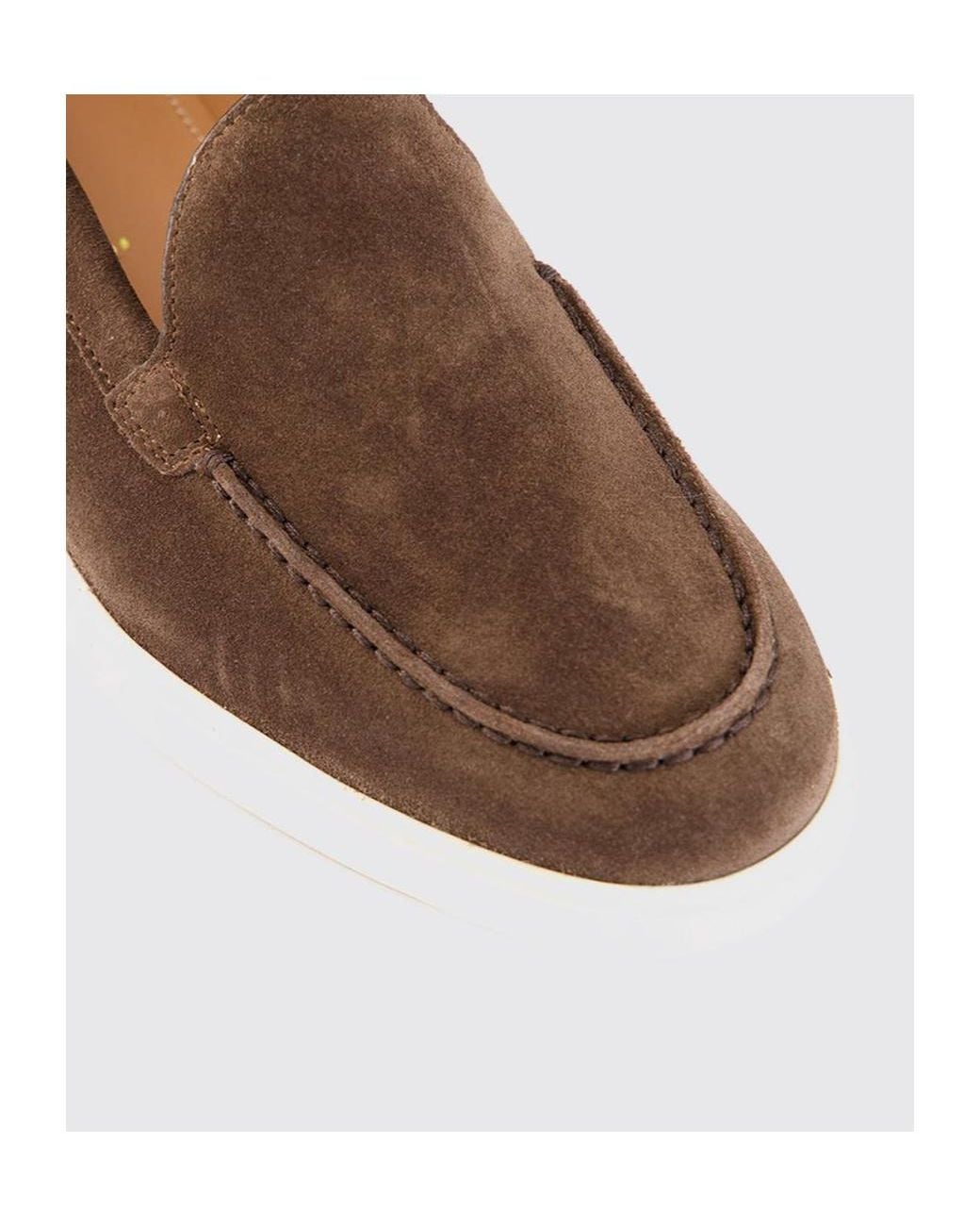 Santoni Brown Yalta Almond Toe Slip-On Loafers