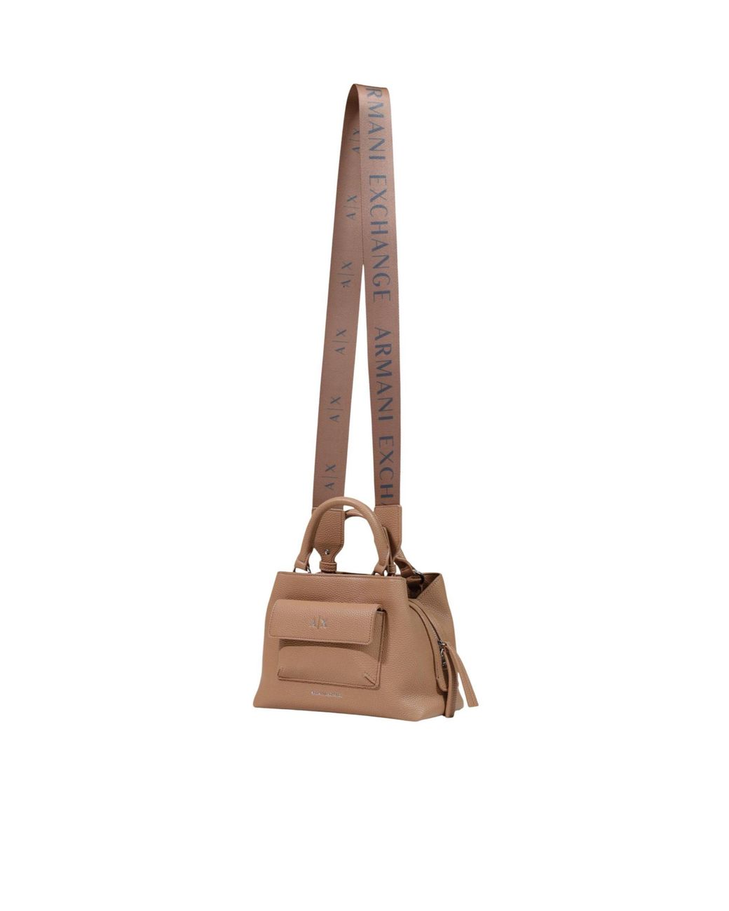 ARMANI EXCHANGE Brown Logo-Plaque Grained-Texture Tote Bag